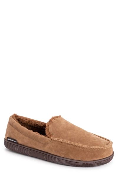 Muk Luks Faux Shearling Lined Moccasin Slipper In Brown