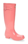 Hunter Original High Gloss Waterproof Boot In Pink Shiver