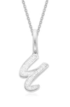 Monica Vinader Alphabet Diamond Pavé Pendant Charm In Silver/ Diamond- U