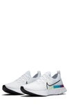 Nike Men's React Infinity Run Flyknit Running Sneakers From Finish Line In White/ Black/ Green/ Aqua