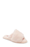 Sorel Go Mail Run Faux Fur Slide Slipper In Peach Blossom Peach