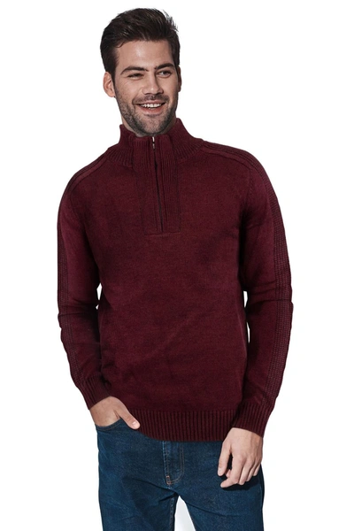 X-ray Quarter Zip Sweater In Burgundy Marled