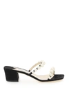 Jimmy Choo 'amara 45' Pearl Strap Suede Mules In Black White (black)