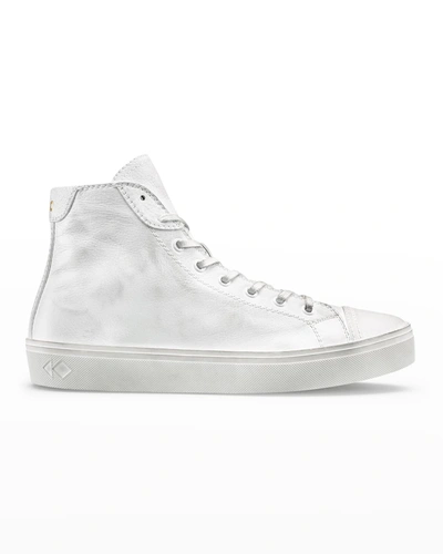 Koio Court Distressed Leather Sneaker In Chalk Distressed
