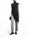 Proenza Schouler Asymmetric Fringed Crepe Top In Black