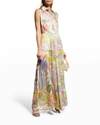 ADRIANA IGLESIAS TUCSON SUMMER TIERED SILK MAXI SHIRTDRESS