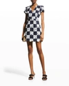 MILLY ATALIE CHECKERBOARD PAISLEY DRESS