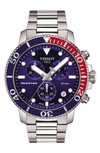 Tissot Men's Swiss Chronograph Seastar 1000 Stainless Steel Bracelet Watch 46mm In Blue