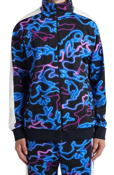 Valentino Camo Printed Track Jacket In Blue