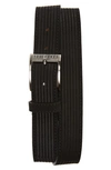 Ted Baker Tible Branded-buckle Corduroy Leather Belt In Black