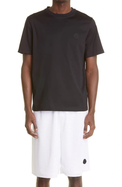 Moncler Back Logo Cotton T-shirt In Black
