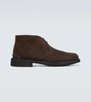 Tod's Dark Brown Suede Boot In Altraversione