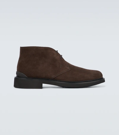 Tod's Dark Brown Suede Boot