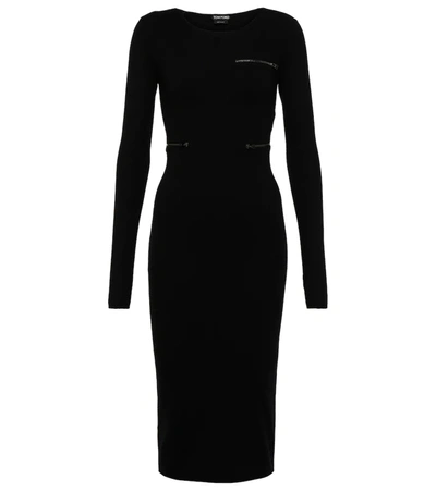 Tom Ford Sweetheart-neck Ribbed Midi Dress In Black