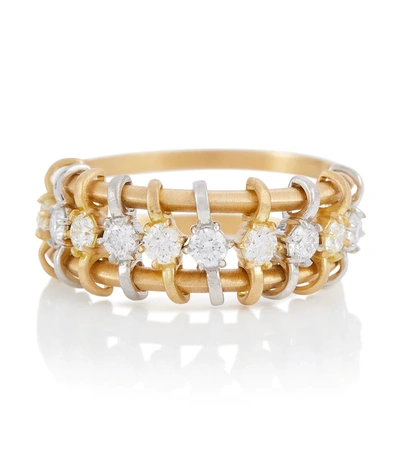 Jade Trau Penelope 18kt Gold Ring With Platinum And Diamonds In Yellow Gold