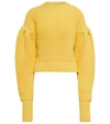 Rotate Birger Christensen Adley Cotton-blend Cable-knit Sweater In Yellow Cream
