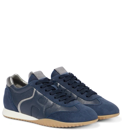 Hogan Olympia-z Suede And Leather Sneakers In Blue