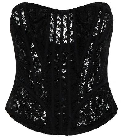 Dolce & Gabbana Lace Bustier With Laces And Eyelets In Black