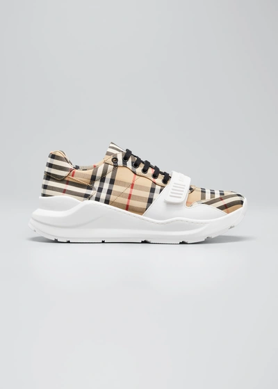 BURBERRY MEN'S REGIS CHECK TRAINER SNEAKERS