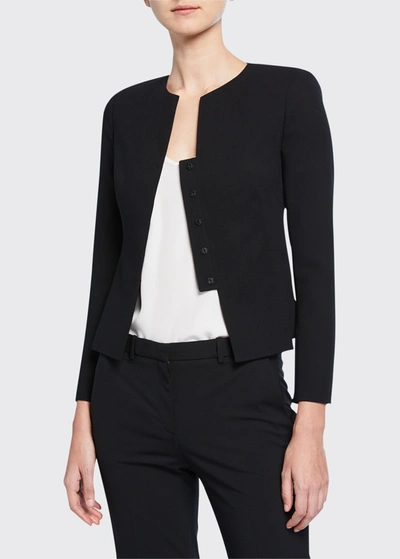 Akris Tabbed Button-front Short Wool Jacket In Navy