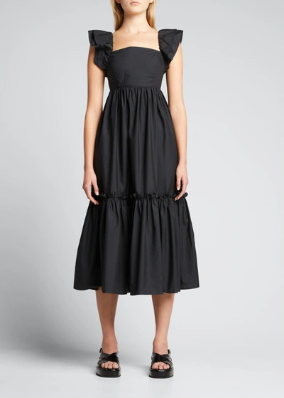 Cara Cara Darby Poplin Midi Dress In Black