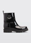 Moncler Logo-detail Patent-leather Ankle Boots In Black