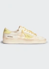 Golden Goose Stardan Leather And Fabric Low-top Sneakers For Women In Whitelight Yellow