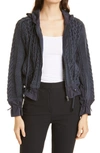 Kobi Halperin Lynne Mixed Knit Zip-up Sweater In Navy