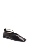 Jil Sander Black Whipstitch Anklet Ballerina Flats In Black