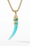 David Yurman 18kt Yellow Gold Tusk Amazonite Amulet Enhancer Necklace In Yellow Gold