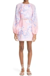 Zimmermann Postcard Embellished Ramie And Silk-trimmed Linen Dress In Swirl Floral Coral