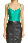 ALEXANDER WANG STRETCH SATIN JERSEY RUCHED CAMISOLE