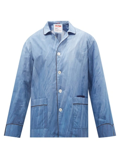 Umit Benan B+ Getty Paint-print Cotton-poplin Pyjama Shirt In Blue