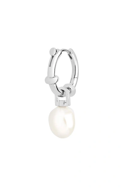 Maria Black Cha Cha Rhodium-plated Sterling-silver And Pearl Hoop Earring In Silver Hp