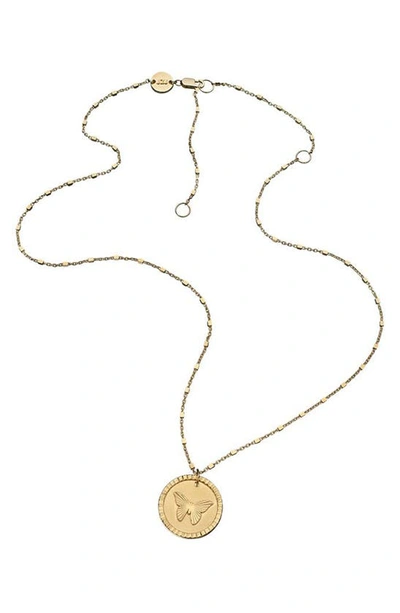 Jennifer Zeuner Amelia Butterfly Coin Pendant Necklace In Gold