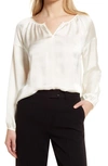 Vince Camuto Hammered Satin Blouse In New Ivory