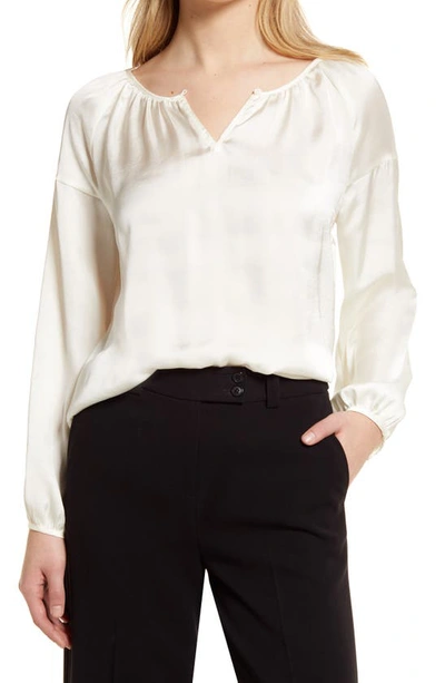 Vince Camuto Hammered Satin Blouse In New Ivory