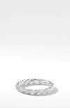 David Yurman 2.7mm Petite Paveflex Ring With Diamonds In 18k White Gold In 18k White Gold