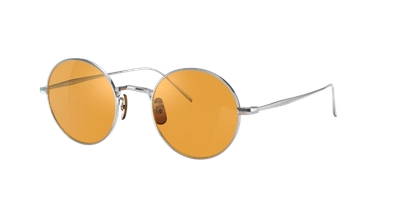 Oliver Peoples Ov1293st Brushed Chrome Unisex Sunglasses In Amber Brown Polar
