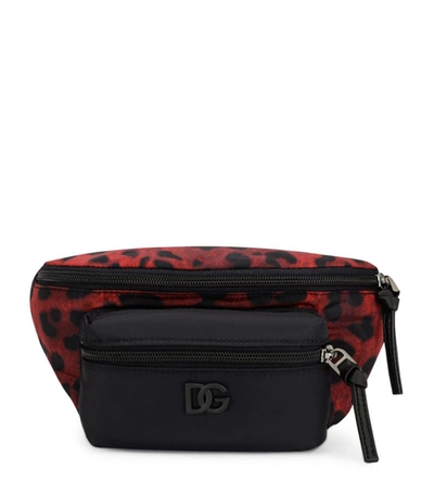 Dolce & Gabbana Leopard Print Belt Bag In Schwarz