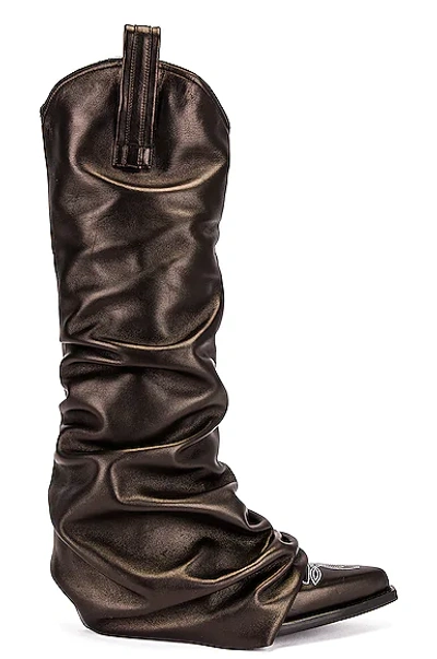 R13 Mid Cowboy Boot With Sleeve In Black Leather