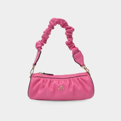 Manu Atelier Ruched Mini Cylinder Bag In Pink