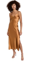 DANNIJO MOSSY SLIP DRESS BRONZE