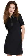 Staud Jacy Faux Leather Detail Minidress In Black/black