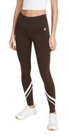 Tory Sport Tory Burch Weightless Chevron Legging In Deep Chocolate/snow White