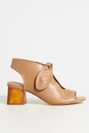 Bernardo Lizzie Leather Knot Zip Sandals In Beige
