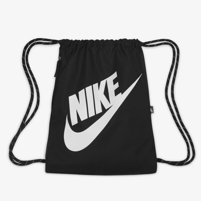 Nike Heritage Drawstring Bag In Black