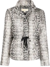 Michael Michael Kors Snakeskin-print Puffer Jacket In Brown