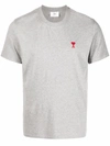 Ami Alexandre Mattiussi Logo-embroidered Organic Cotton T-shirt In Grey