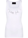 Philipp Plein Rhinestone-logo Tank Top In White